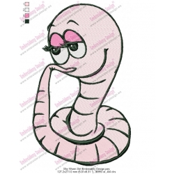 Shy Worm Girl Embroidery Design